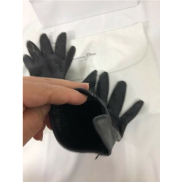 Christian Dior Womens Gloves Black Leather Cotton - Picture 7 of 12